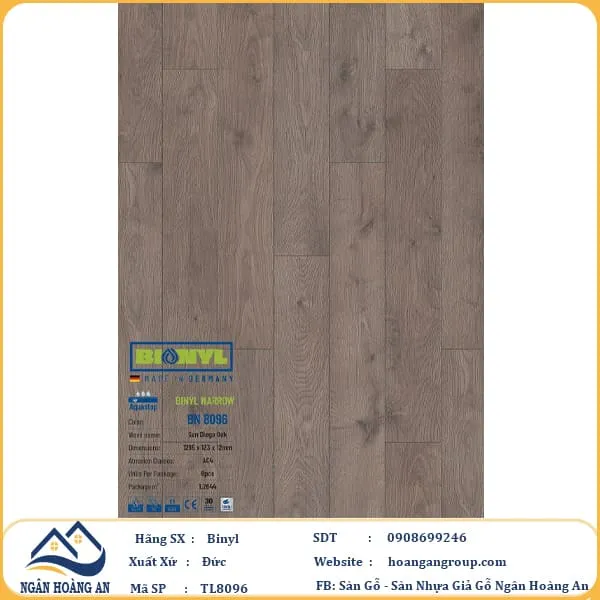 Sàn Gỗ Công Nghiệp Binyl TL8096 dày 8mm